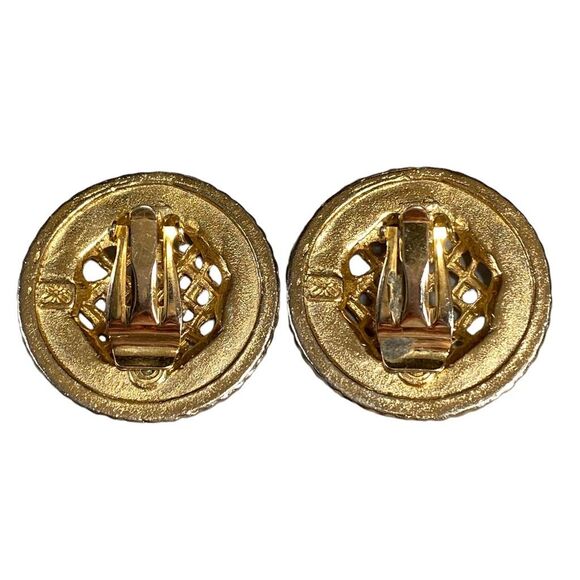 Vintage Ernst Gideon Bek Enameled Braided & Coral Pink Lattice Earrings - Picture 2 of 9